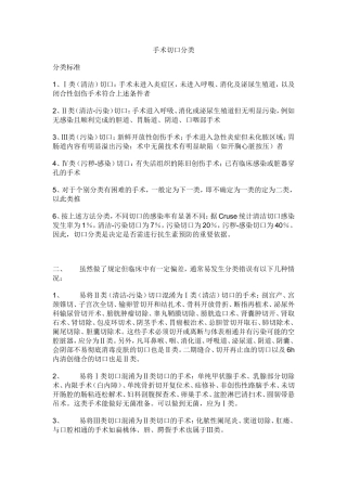 手术切口分类