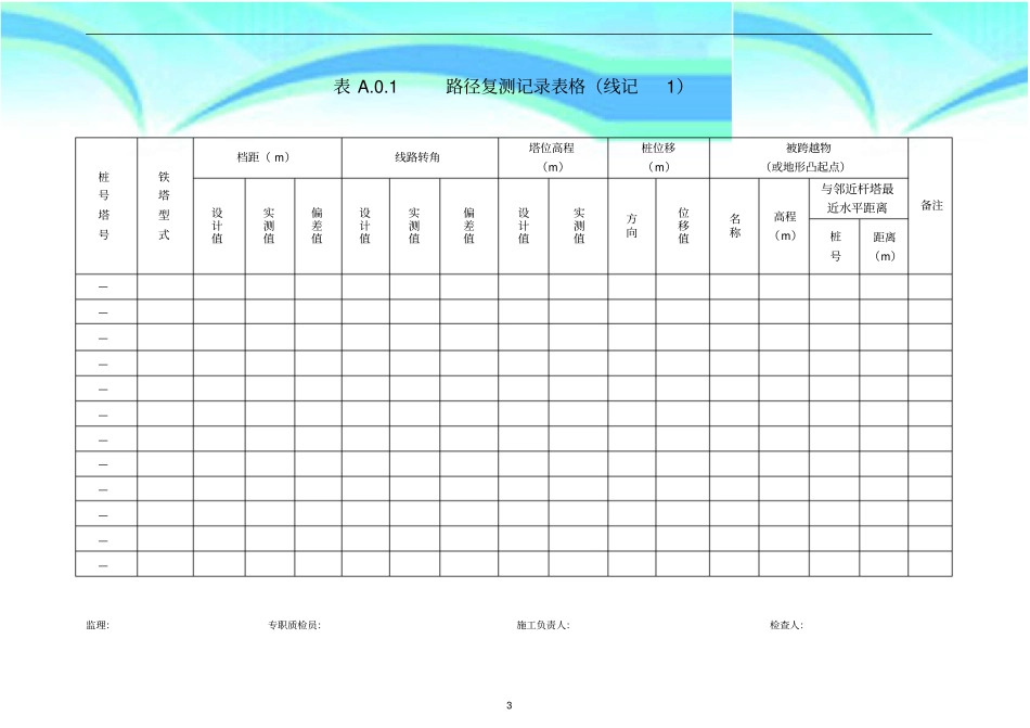 DLT-kV～kV架空输电线路施工质量检验及评定规程部分表格x_第3页