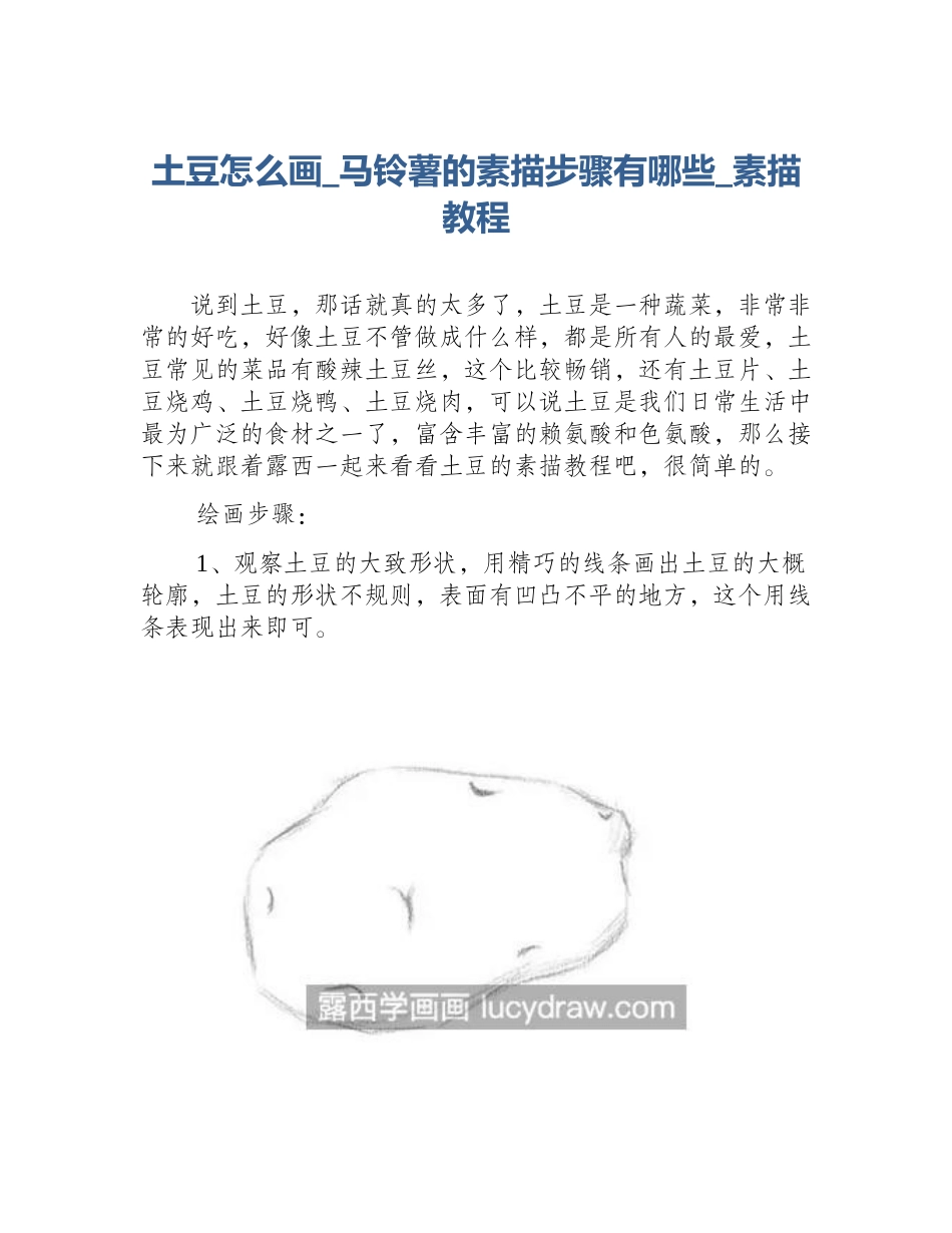 土豆怎么画_马铃薯的素描步骤有哪些_素描教程_第1页