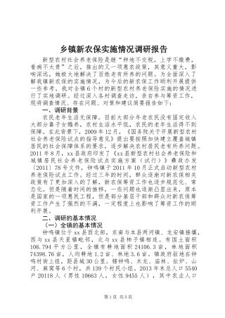 乡镇新农保实施情况调研报告