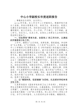 中心小学副校长年度述职报告