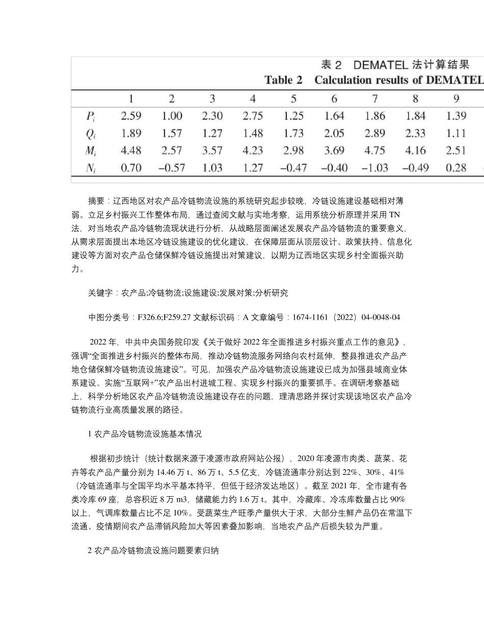 乡村振兴背景下凌源市农产品冷链物流设施建设驱动因素初探及发展建议精品_第2页