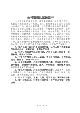 公司违规乱纪保证书