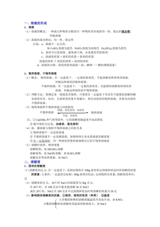 溶液的溶解度专题复习