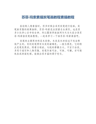 苏菲·玛索素描炭笔画教程素描教程