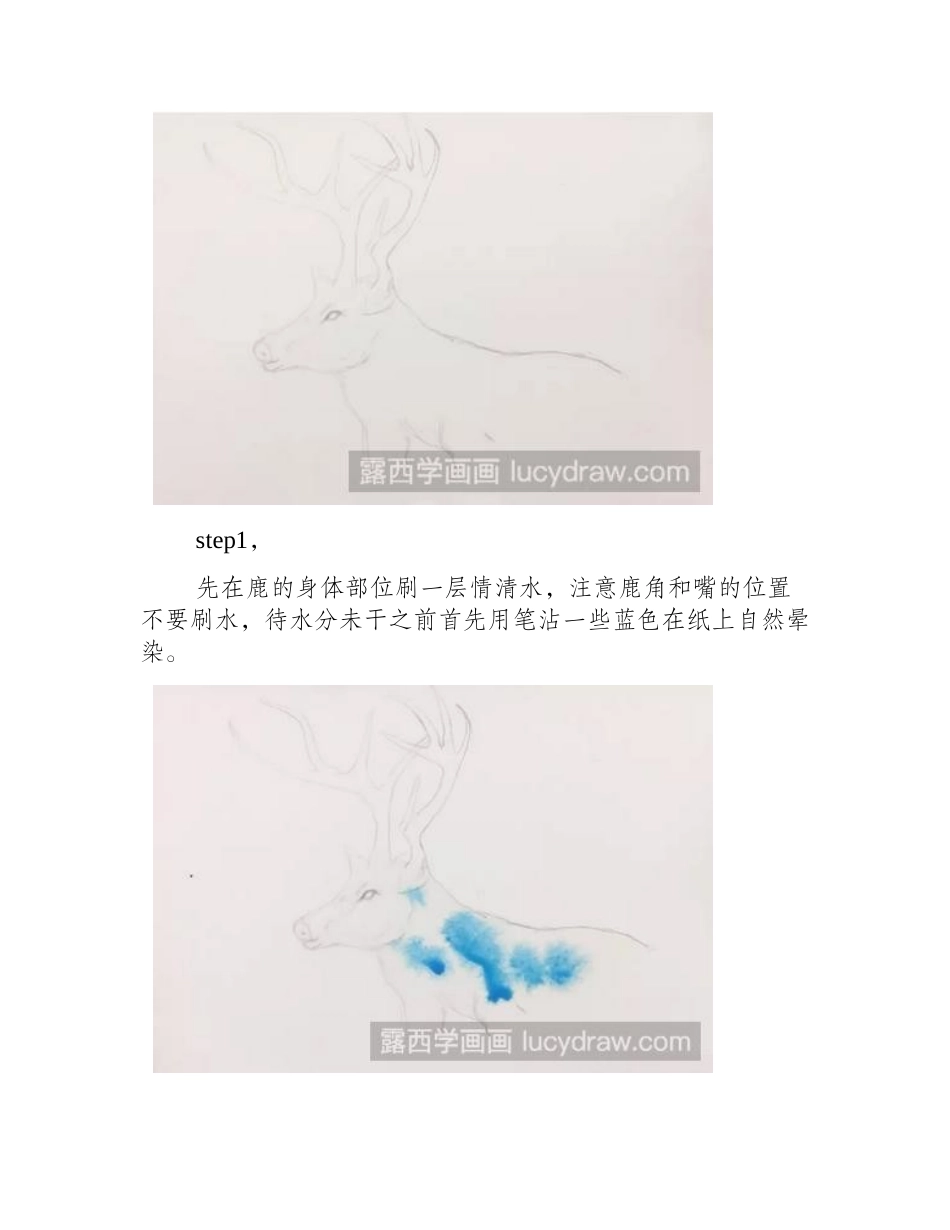 水彩画教程：教你画麋鹿水彩画教程_第2页