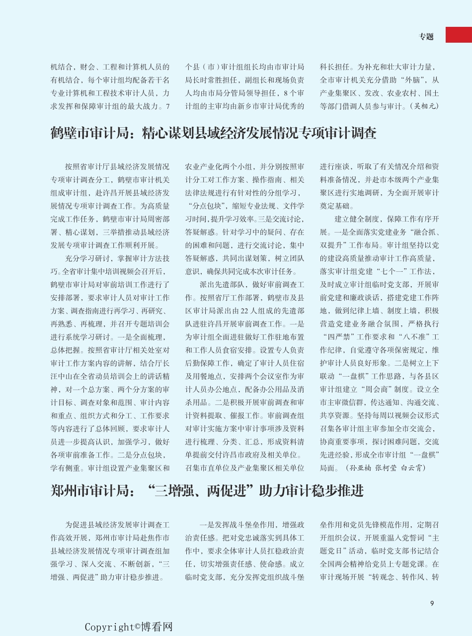 全省统一组织开展县域经济发展情况专项审计调查 _第2页