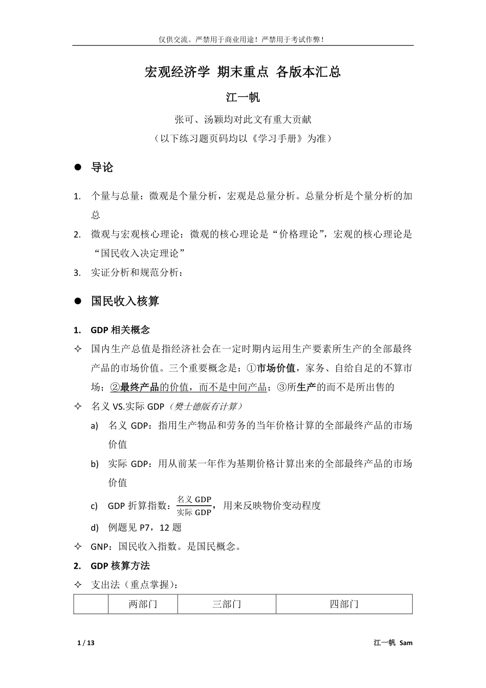 南审 宏观经济学 期末重点_第1页