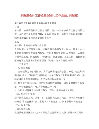 乡政府会计工作总结(会计,工作总结,乡政府) 