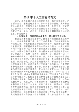 201X年个人工作总结范文 (2)