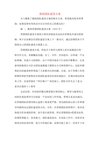 微商团队建设方案