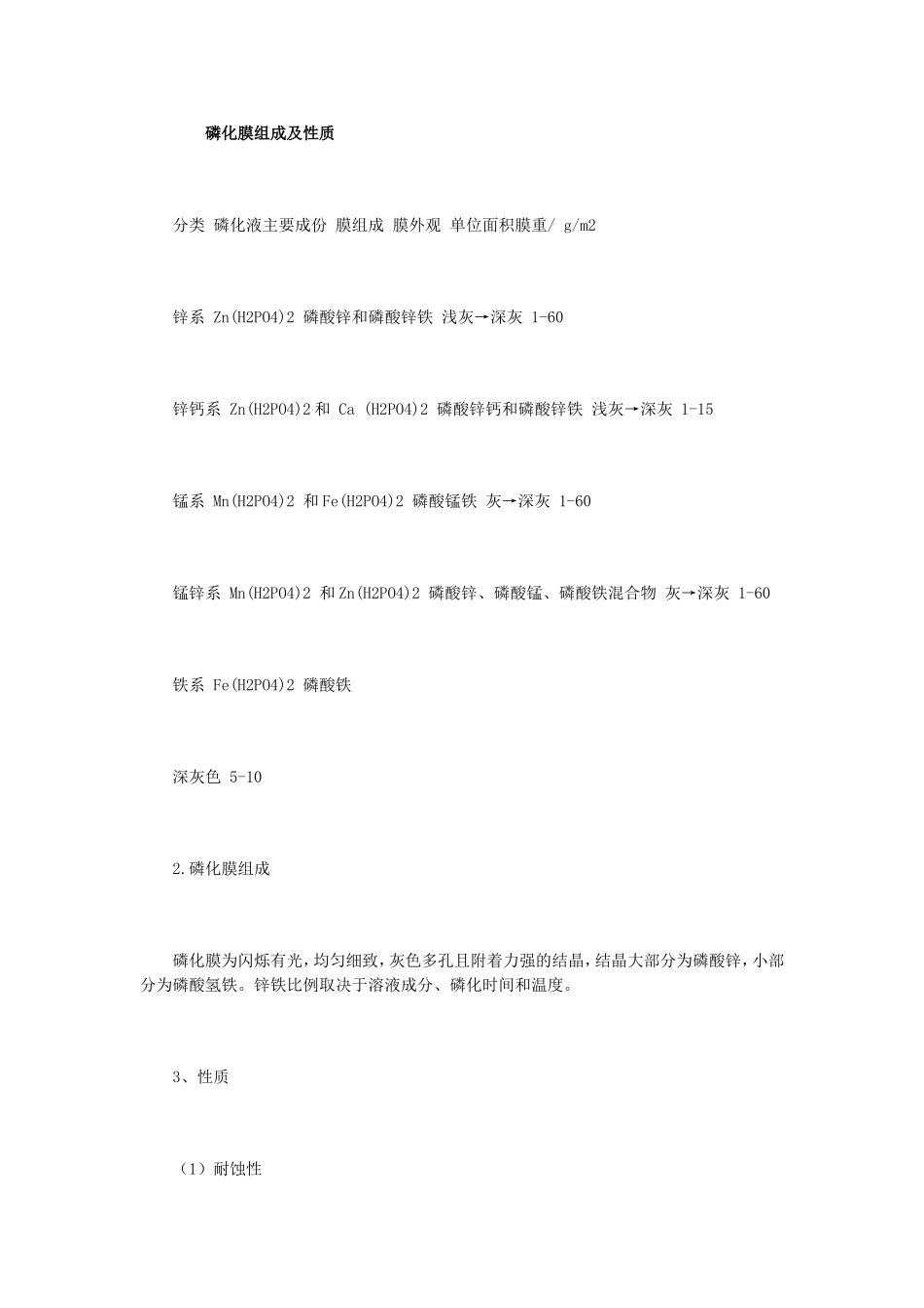 磷化膜组成及性质_第1页