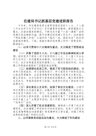 住建局书记抓基层党建述职报告