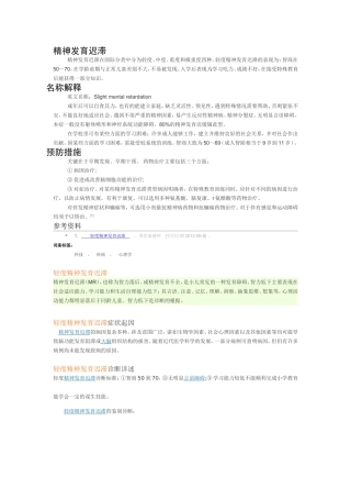 轻度精神发育迟滞