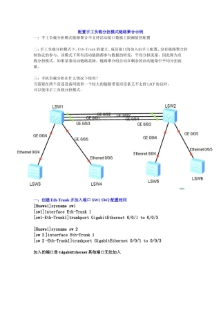配置手工负载分担模式链路聚合