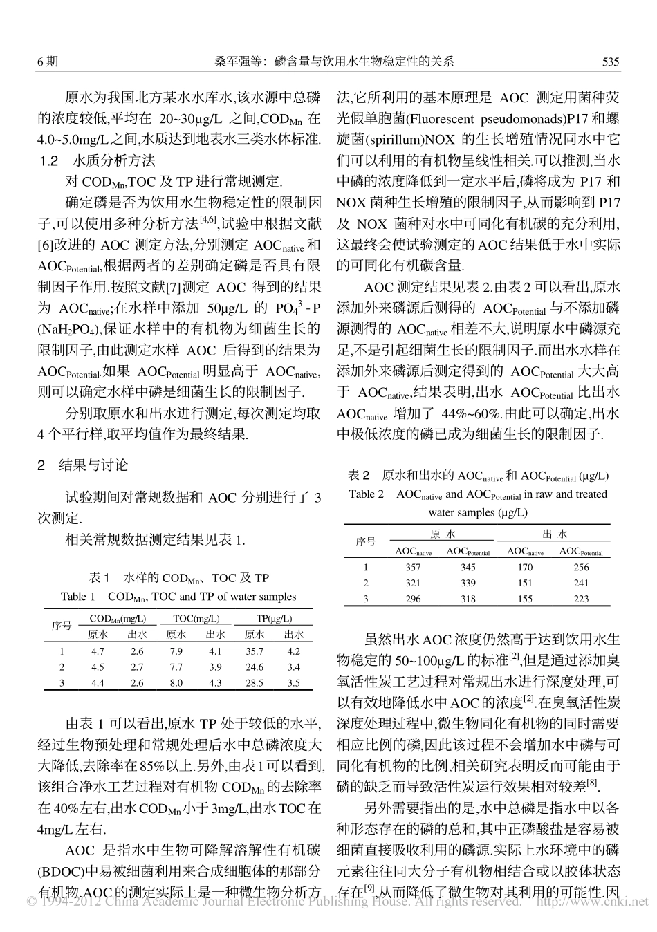 磷含量与饮用水生物稳定性的关系_第2页