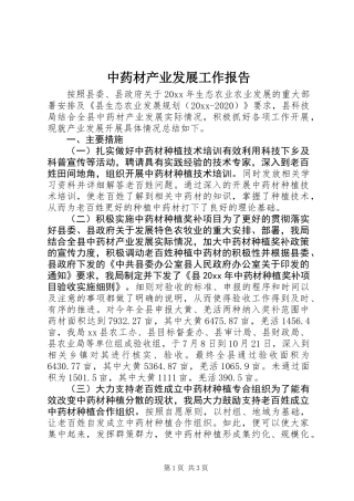 中药材产业发展工作报告