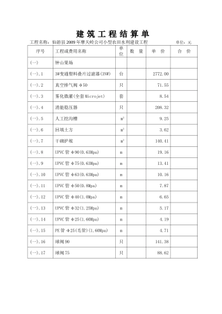 水利水电工程建设结算书