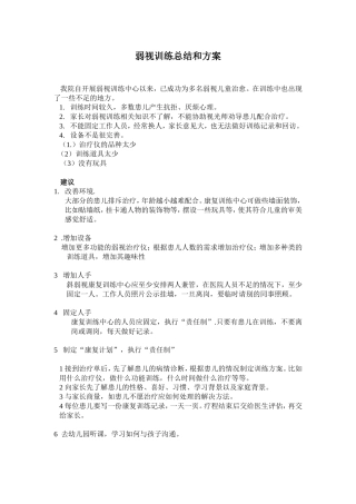 弱视训练总结和方案