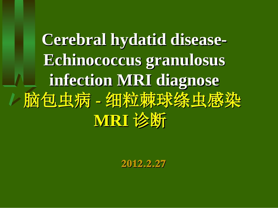 脑包虫病-细粒棘球绦虫感染MRI诊断2012.2.27_第1页
