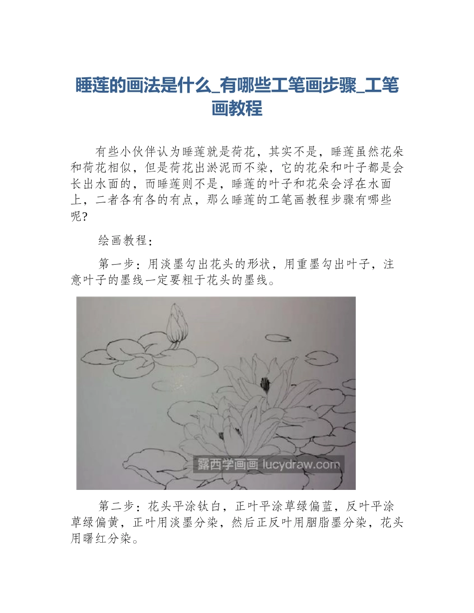 睡莲的画法是什么_有哪些工笔画步骤_工笔画教程_第1页