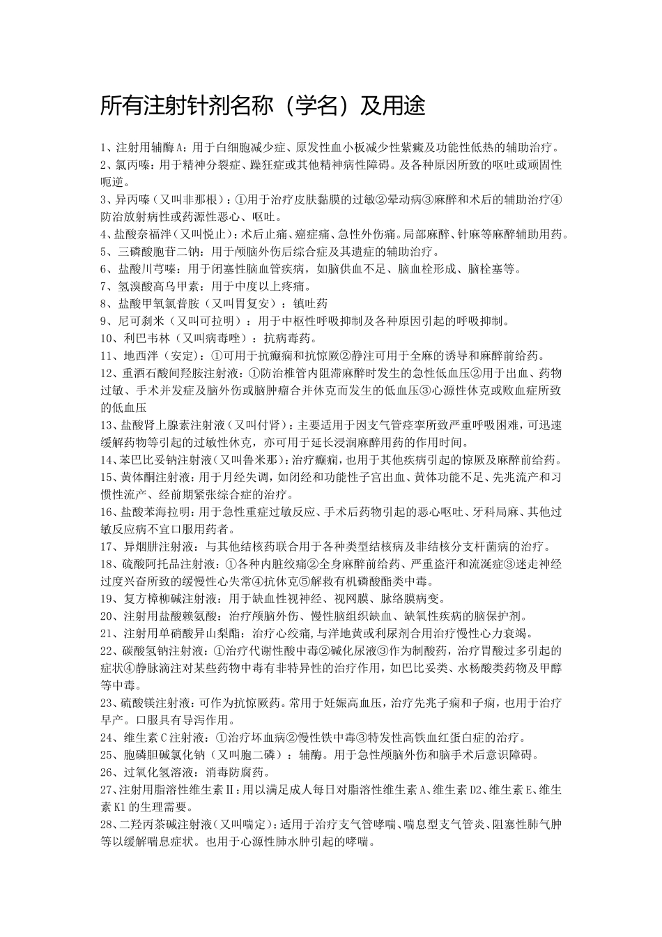 所有注射针剂名称_第1页
