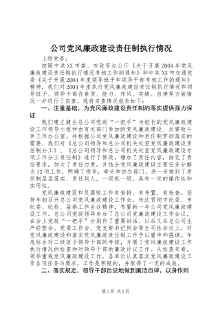 公司党风廉政建设责任制执行情况