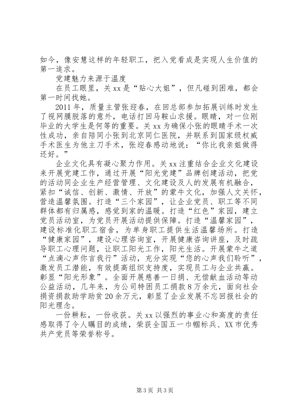 优秀党务工作者先进事迹材料：非公企业党建擎旗人_第3页