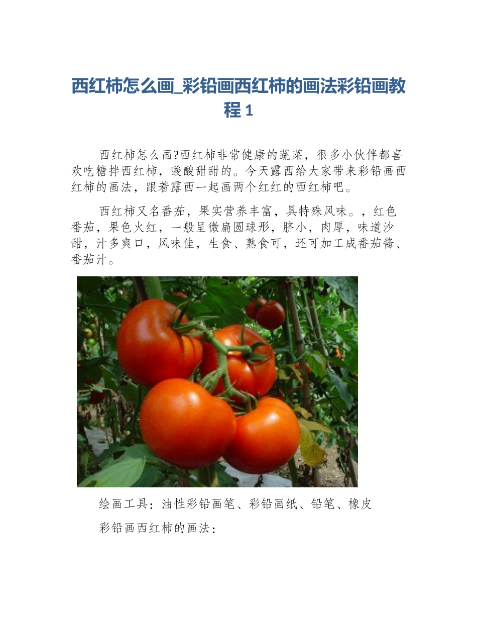 西红柿怎么画_彩铅画西红柿的画法彩铅画教程1_第1页
