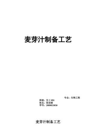 麦芽汁制备工艺作业