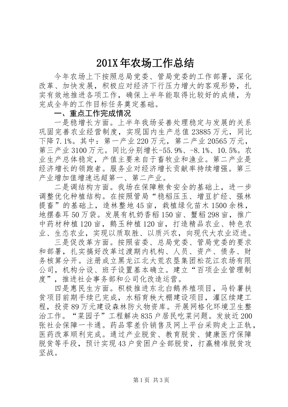 201X年农场工作总结_第1页