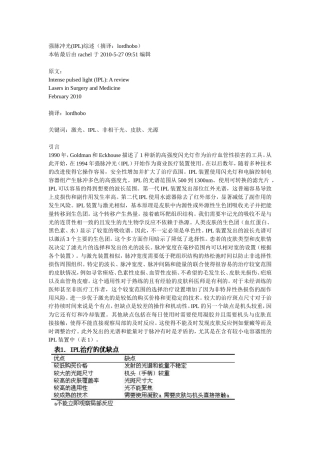 强脉冲光(IPL)综述