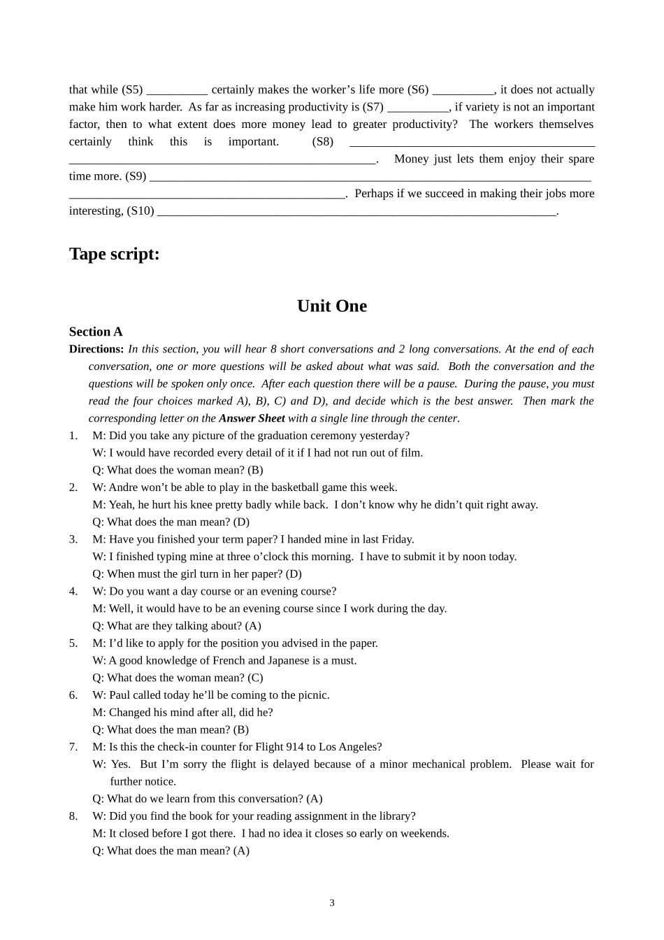 四级听力练习1_第3页