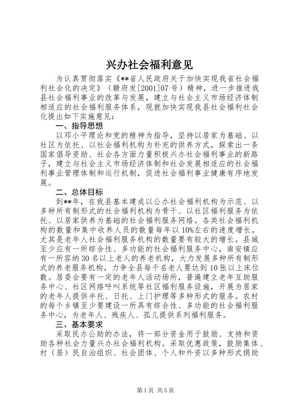 兴办社会福利意见_第1页