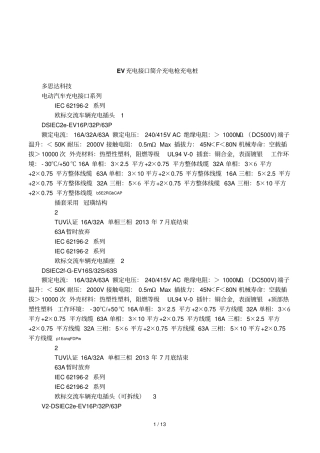 EV充电接口简介充电枪充电桩