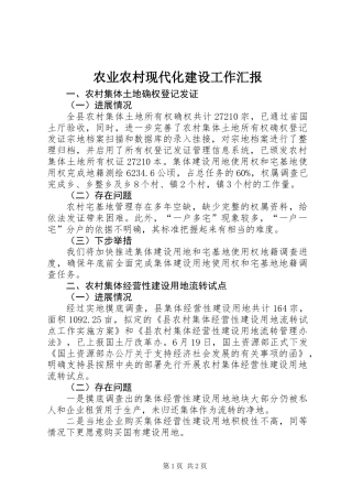 农业农村现代化建设工作汇报