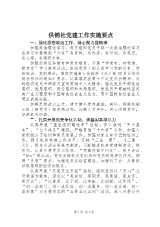供销社党建工作实施要点