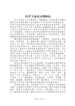 XX扩大会议心得体会