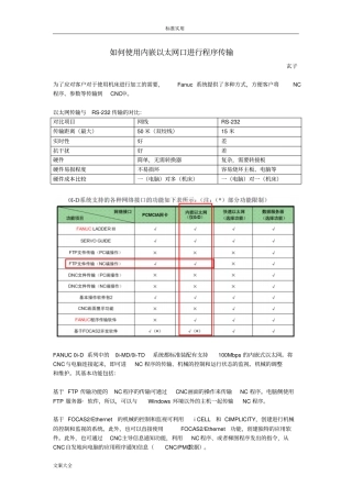 FANUC技术文档-使用内嵌以太网口进行程序传输
