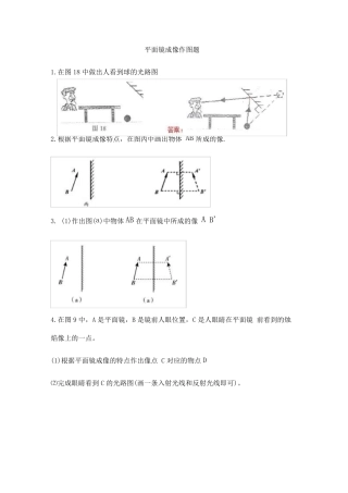 平面镜成像作图题专项练习 