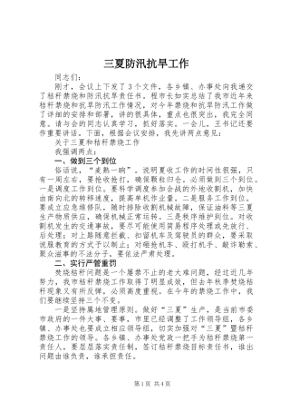 三夏防汛抗旱工作