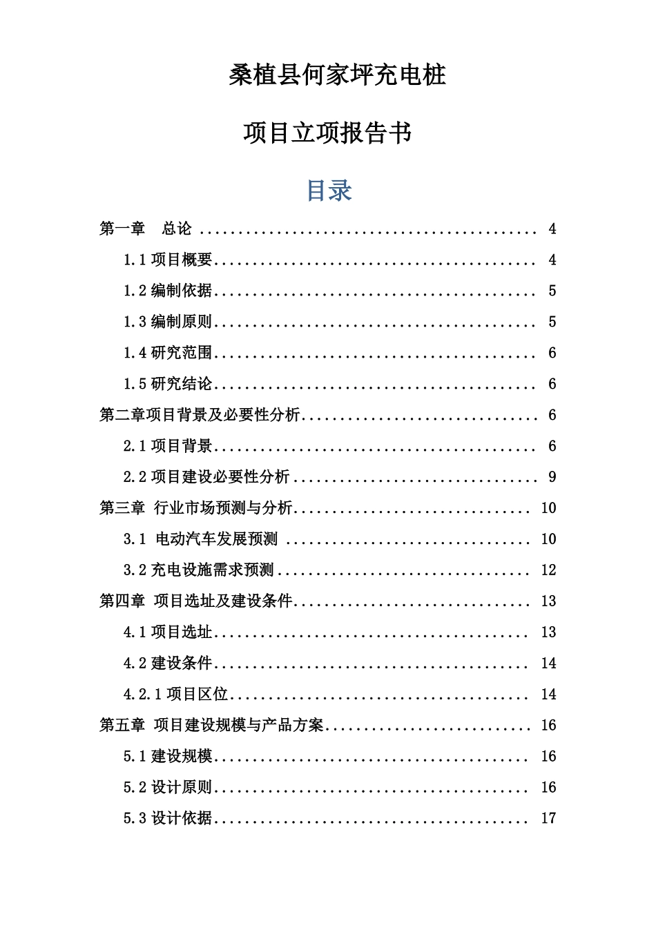 桑植县充电桩项目立项申报书_第1页
