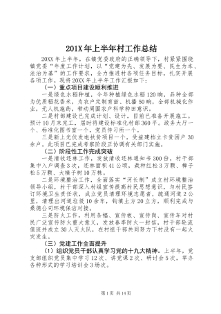 201X年上半年村工作总结