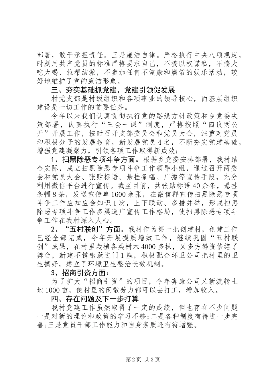 201X年村支部书记抓党建述职报告_第2页