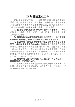 XX年党建重点工作 (2)