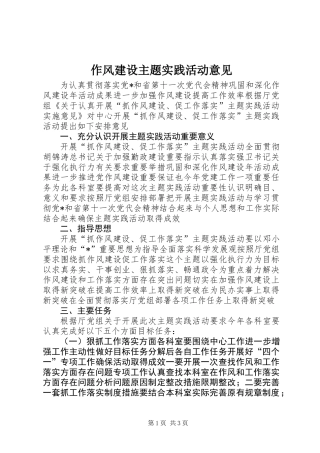 作风建设主题实践活动意见