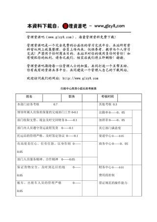 行政中心考核表