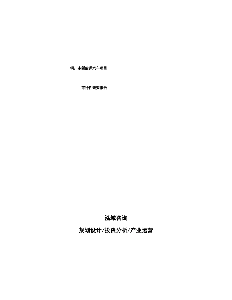 铜川市新能源汽车项目可行性研究报告_第1页