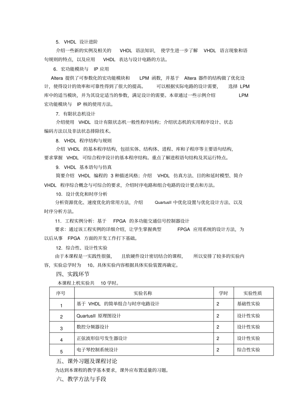 FPGA技术与应用课程教学大纲_第2页