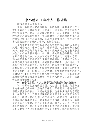 余小鹏201X年个人工作总结